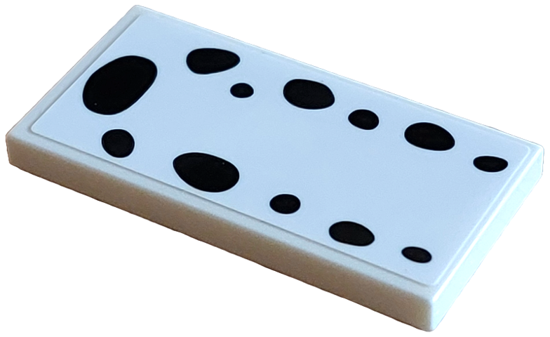 Lego Tile 2 x 4 with 12 Black Dalmatian Spots Pattern (Sticker) - Set 43271 / White
