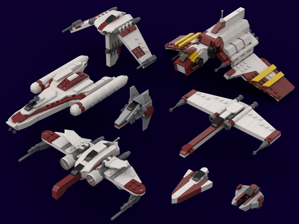 Lego Republic Shuttle and Starfighters (1:125 scale)