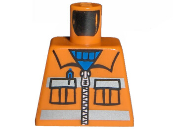 Lego Torso Construction Uniform Shirt with Pockets and Silver Zipper and Reflective Stripes over Blue Sweater Pattern / Orange