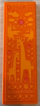 Lego Tile 2 x 6 with Bright Light Orange Grass, Giraffes, Sun and Clouds Pattern (Sticker) - Set 41717