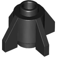 Lego Brick Round 1 x 1 with Fins, Open Stud / Black