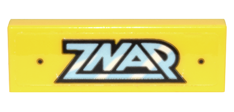 Lego Tile 1 x 3 with Bright Light Blue, Black, and White 'ZNAP' Logo Pattern (Sticker) - Set 80036