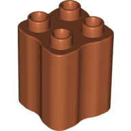 Lego Duplo Brick 2 x 2 x 2 with Indented Sides (Tree Trunk) / Dark Orange