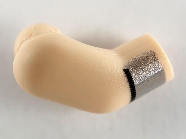 Lego Arm, Right with Silver and Light Bluish Gray Cuff Pattern / Light Nougat