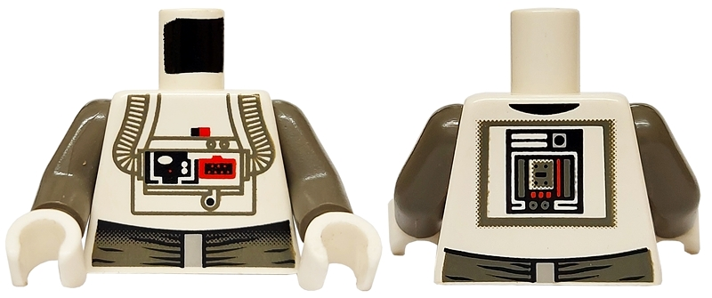 Lego Torso SW AT-AT Driver Dark Gray Pattern / Dark Gray Arms / White Hands