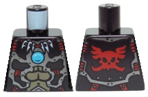 Lego Torso Chima Silver Armor, Muscles, Bone Necklace, Red Winged Skull Emblem and Blue Round Jewel (Chi) Pattern / Black