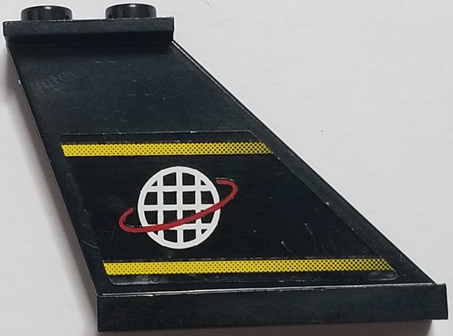 Lego Tail 4 x 1 x 3 with Yellow Lines and Alpha Team Logo Pattern on Right Side (Sticker) - Set 6772 / Black