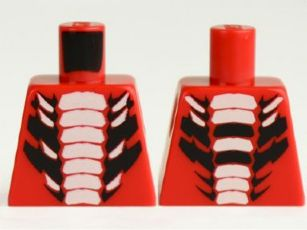 Lego Torso Ninjago Snake with White and Large Black Scales Pattern / Red