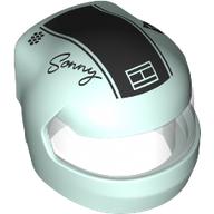 Lego Helmet, Formula 1 with Trans-Clear Visor Pattern, Black Stripe, 'Sonny' Print