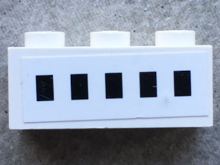 Lego Brick 1 x 3 with 5 Windows Pattern (Sticker) - Set 1660 / White