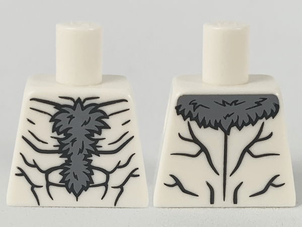 Lego Torso Dark Bluish Gray Fur and Black Muscle Contours Pattern