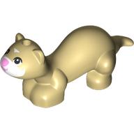 Lego Animal, Ferret with /White Face, Bright Pink Nose print / Tan