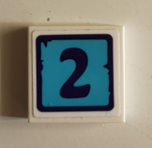 Lego Tile 2 x 2 with Dark Purple Number 2 Pattern (Sticker) - Set 41325 / White