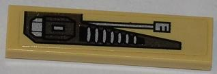 Lego Tile 1 x 4 with Gun Turret Bottom Half Pattern Model Right Side (Sticker) - Set 76001