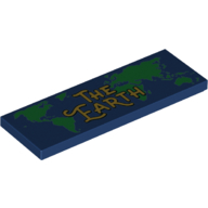 Lego Tile 2 x 6 with Green World Map, Yellow 'The Earth' Print