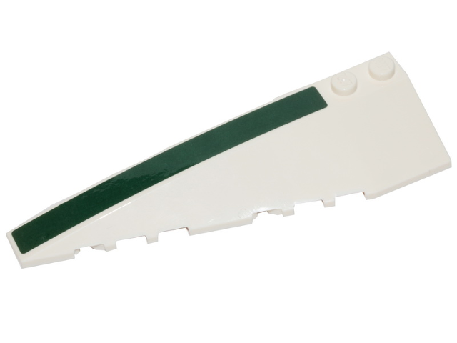 Lego Wedge 10 x 3 Left with Dark Green Stripe Pattern (Sticker) - Set 75248