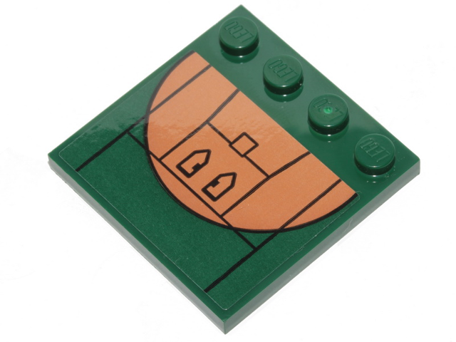Lego Tile, Modified 4 x 4 with Studs on Edge with Black Lines and Medium Nougat Half Circle Pattern (Sticker) - Set 75248
