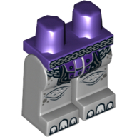 Lego Hips and Light Bluish Gray Legs with Dark Purple Armor, Chain Belt and White Claws Print
