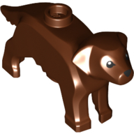 Lego Animal, Dog, with Eyes and Nose Print / Reddish Brown