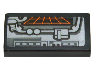 Lego Tile 1 x 2 with Target Screen and Control Panel Pattern (Sticker) - Set 75102