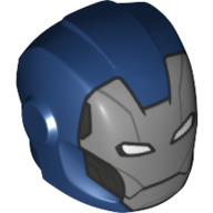Lego Helmet with Armor Plates and Ear Protectors with Silver Face and White Rectangular Eyes Print (Tazer)