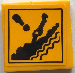 Lego Tile 2 x 2 with Black Crocodile and Exclamation Mark Pattern (Sticker) - Set 70907