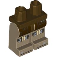 Lego Hips and Dark Tan Legs with Dark Brown Shorts/Skirt, Silver/Tan Droid Paneling Print / Dark Brown
