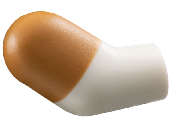 Lego Arm, Right with Molded Medium Nougat Short Sleeve  Pattern / White