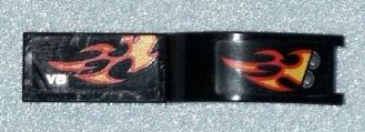 Lego Vehicle, Mudguard 1 x 4 1/2 with Headlights and Flames Pattern Model Right Side (Stickers) - Set 7802 / Black