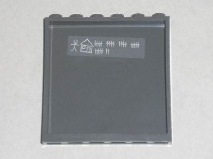 Lego Panel 1 x 6 x 5 with Stick Figure, House, and Tally Marks on Inside Pattern (Sticker) - Set 7744