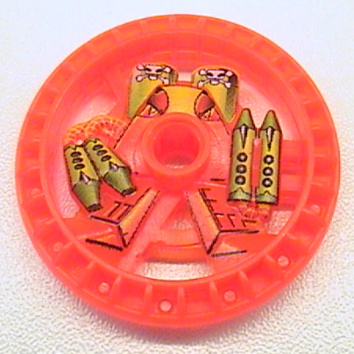 Lego Technic Disc 5 x 5 Notched, Toxic Print / Trans-Neon Orange