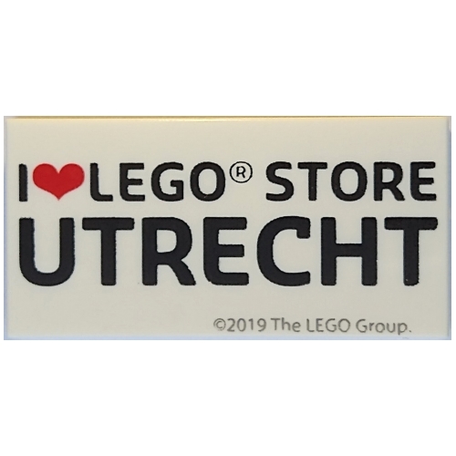 Lego Tile 2 x 4 with 'I Heart LEGO STORE UTRECHT' Print
