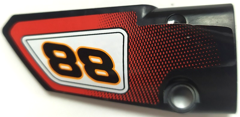 Lego Technic, Panel Fairing # 3 Small Smooth Long, Side A with Black Number 88 Pattern (Sticker) - Set 8051