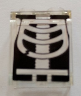Lego Panel 1 x 2 x 2 with Side Supports - Hollow Studs with Minifigure Torso and Hips X-Ray with Broken Rib Pattern (Sticker) - Set 60204