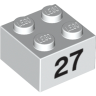Lego Brick 2 x 2 with Black "27" Print