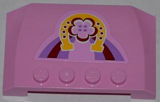 Lego Wedge 4 x 6 x 2/3 Triple Curved with Horseshoe and Flower Pattern (Sticker) - Set 3186