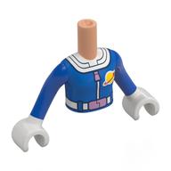 Lego Minidoll Torso Girl with Blue Classic Space Suit, White Trim, Lavender Belt Print, Blue Arms, White Hands