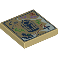 Lego Tile 2 x 2 with Map with Cage Print