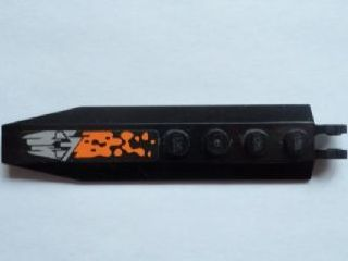 Lego Hinge Plate 1 x 8 with Angled Side Extensions with Orange and Silver Pattern Model Right Side (Sticker) - Set 8112