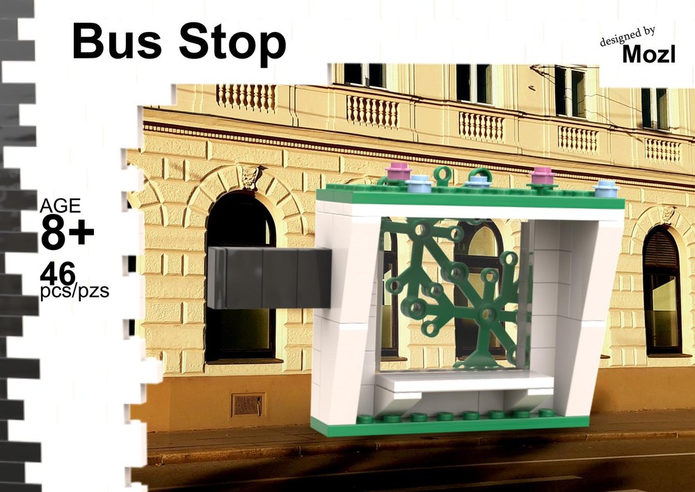 Lego bus stop with plants