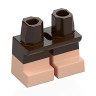 Lego Legs Short with Light Nougat Feet Pattern [Multi Color Injection] / Dark Brown