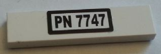 Lego Tile 1 x 4 with Black 'PN 7747' on White Pattern (Sticker) - Set 7747