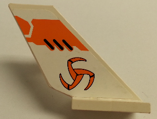 Lego Tail Shuttle with Orange Tri-Blade Pattern on Right Side (Sticker) - Set 8108 / White
