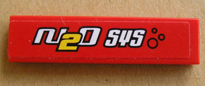 Lego Tile 1 x 4 with 'N2O SYS' and Bubbles Pattern (Sticker) - Set 8681