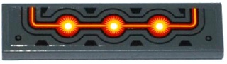Lego Tile 1 x 4 with Fire Cores, Black Trapezoids, and Black, Red and Yellow Lines Pattern (Sticker) - Set 70144