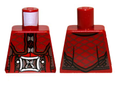 Lego Torso LotR Coat with Plaid Collar and Large Silver Buckle Pattern / Dark Red