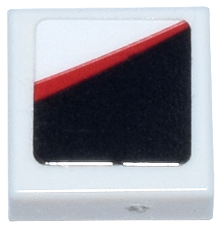 Lego Tile 1 x 1 with Red Stripe and Black Panel Pattern Model Left Side (Sticker) - Set 77250 / White
