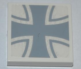 Lego Tile 2 x 2 with Iron Cross Pattern (Sticker) - Set 7198