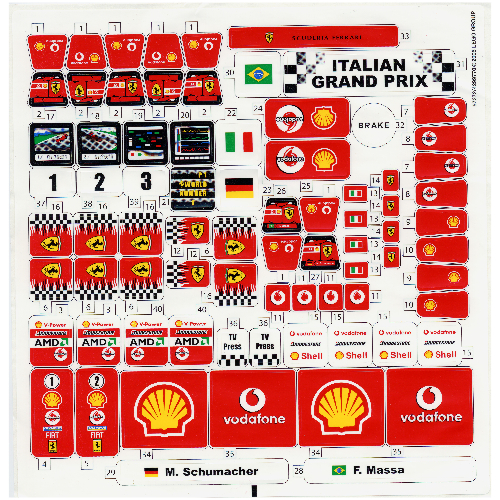 Lego Sticker Sheet for Set 8672-1 (F. Massa Version)