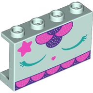Lego Panel 1 x 4 x 2 with Dark Pink Star, Dark Turquoise Eyes, Dark Purple Decorations Print